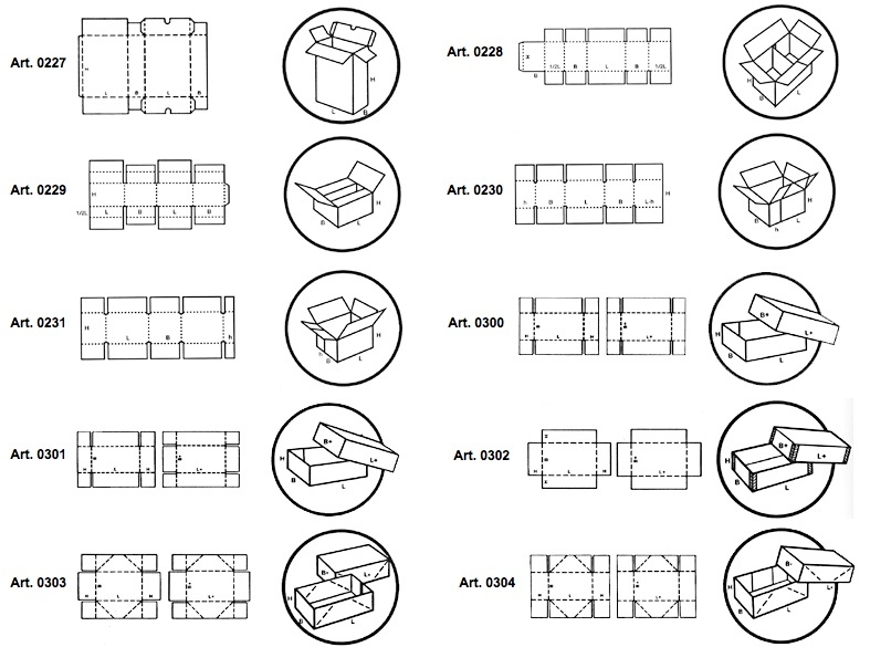 Scatole fustellate di tipo americano con separatori interni fustellati e  scatole fondo/coperchio - Scatolificio CLS LA